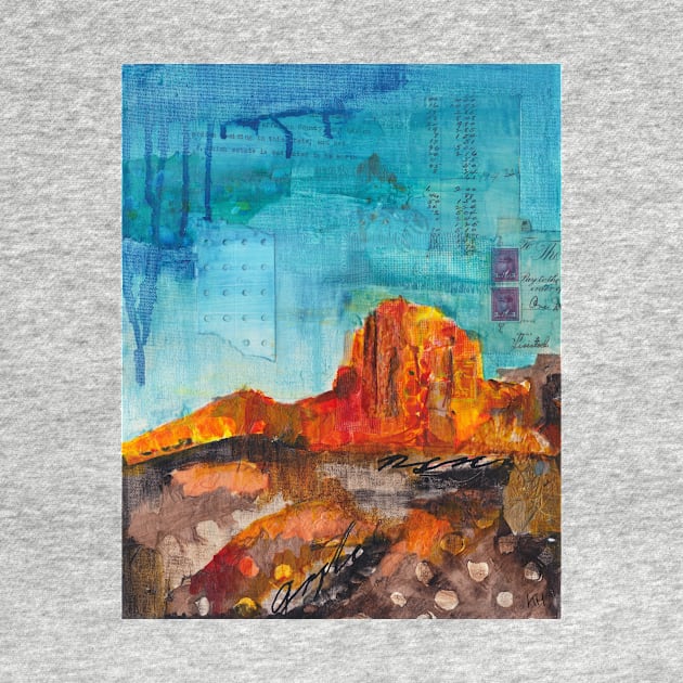 Red rock desert mixed media painting by kittyvdheuvel